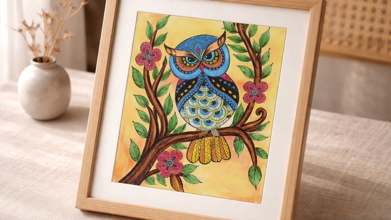 Madhubani 🦉 पेंटिंग For Beginners |🦉मधुबनी पेंटिंग | Mandala ड्राइंग | Madhubani आर्ट | Madhubani | 