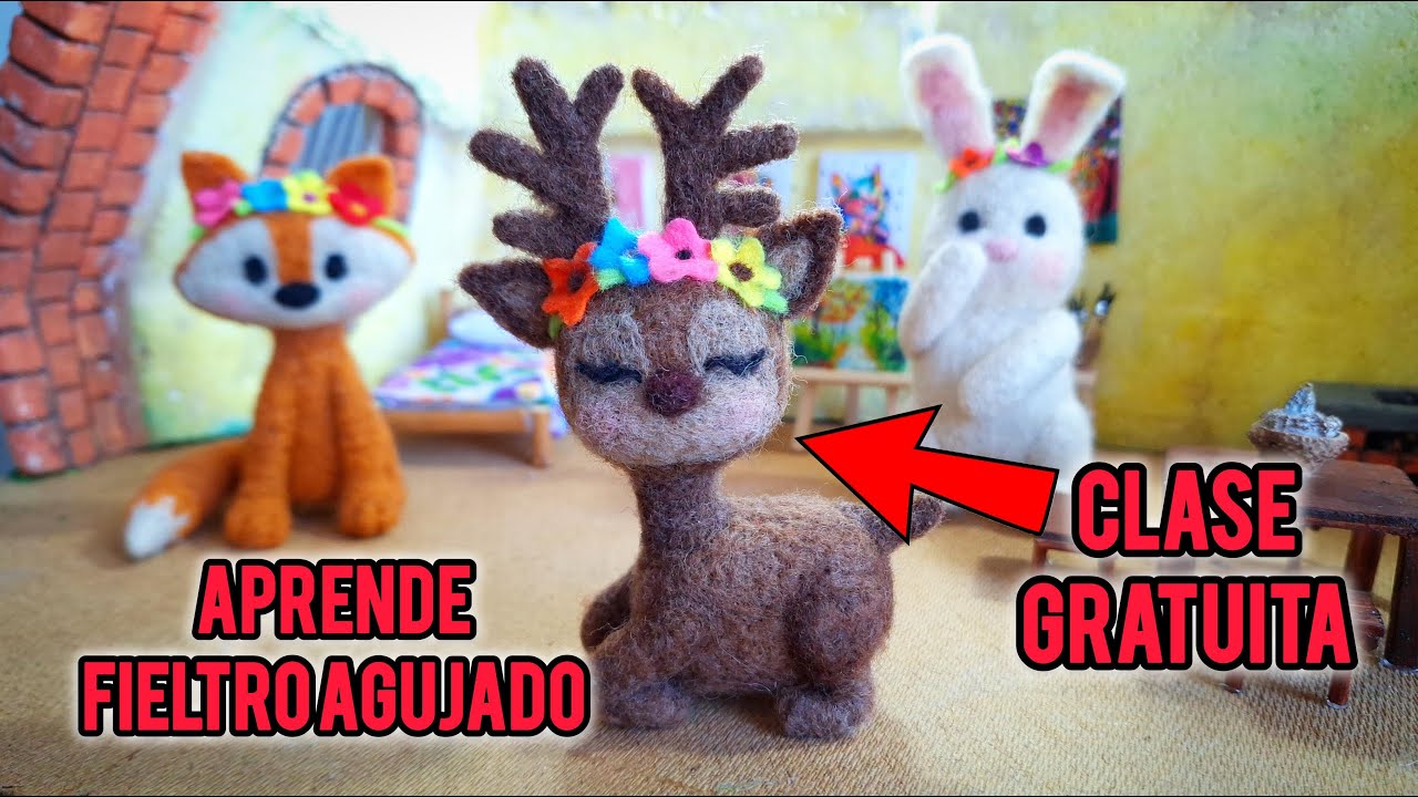 Crea hermosas figuras en fieltro agujado / Reno 🦌  / Clase Gratuita