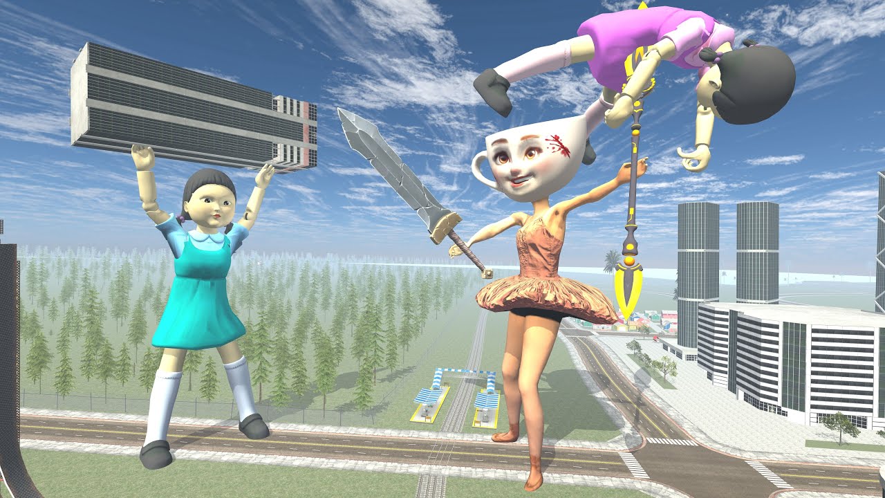 Squid Game Doll vs Ballerina Cappuccina & Franklin Part 2 In Indian Bike Driving 3d