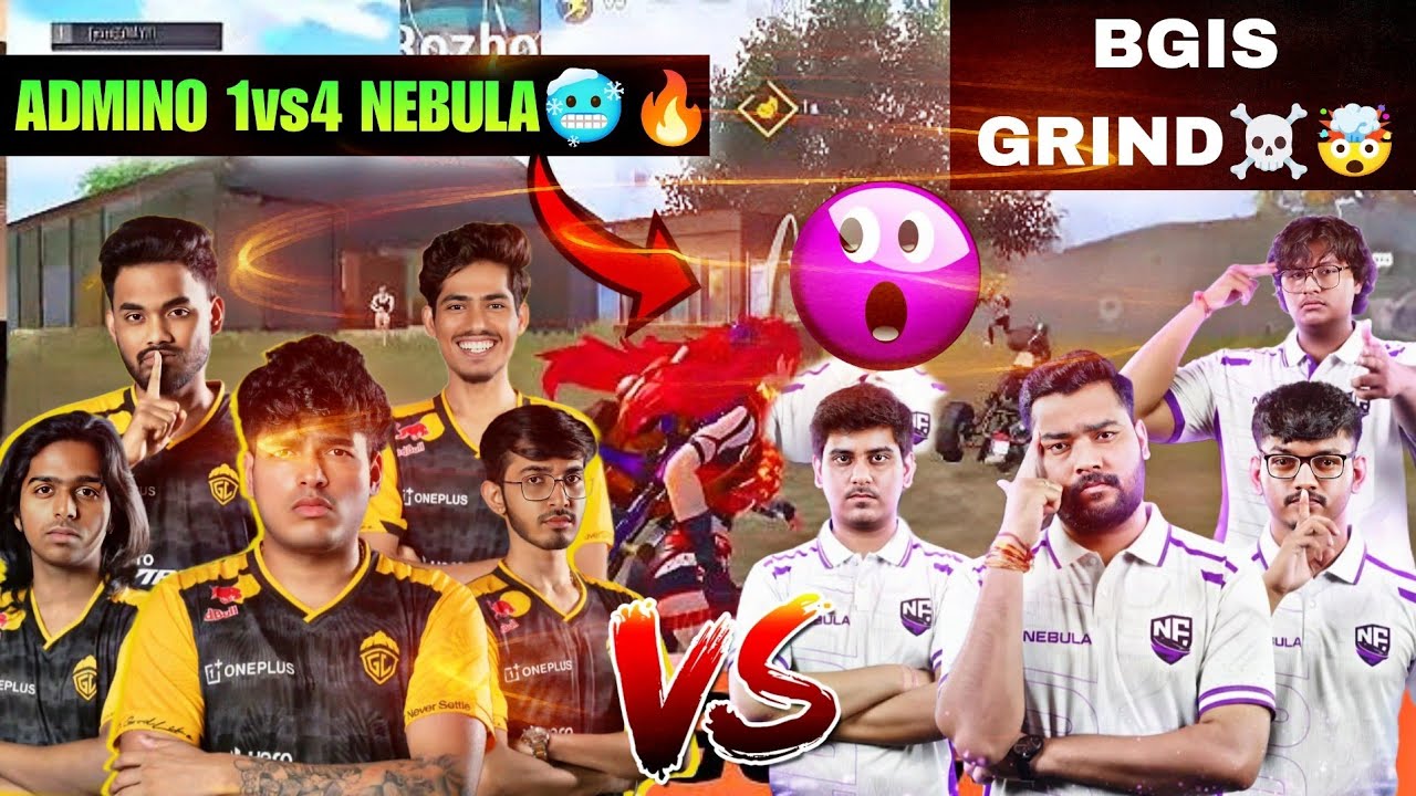 ADMINO 1vs4 NEBULA ESPORTS🥶🔥| 4vs4 GODL VS NEBULA BGIS GRIND🤯☠️ | #godlike #bgis #bgmi #godl 