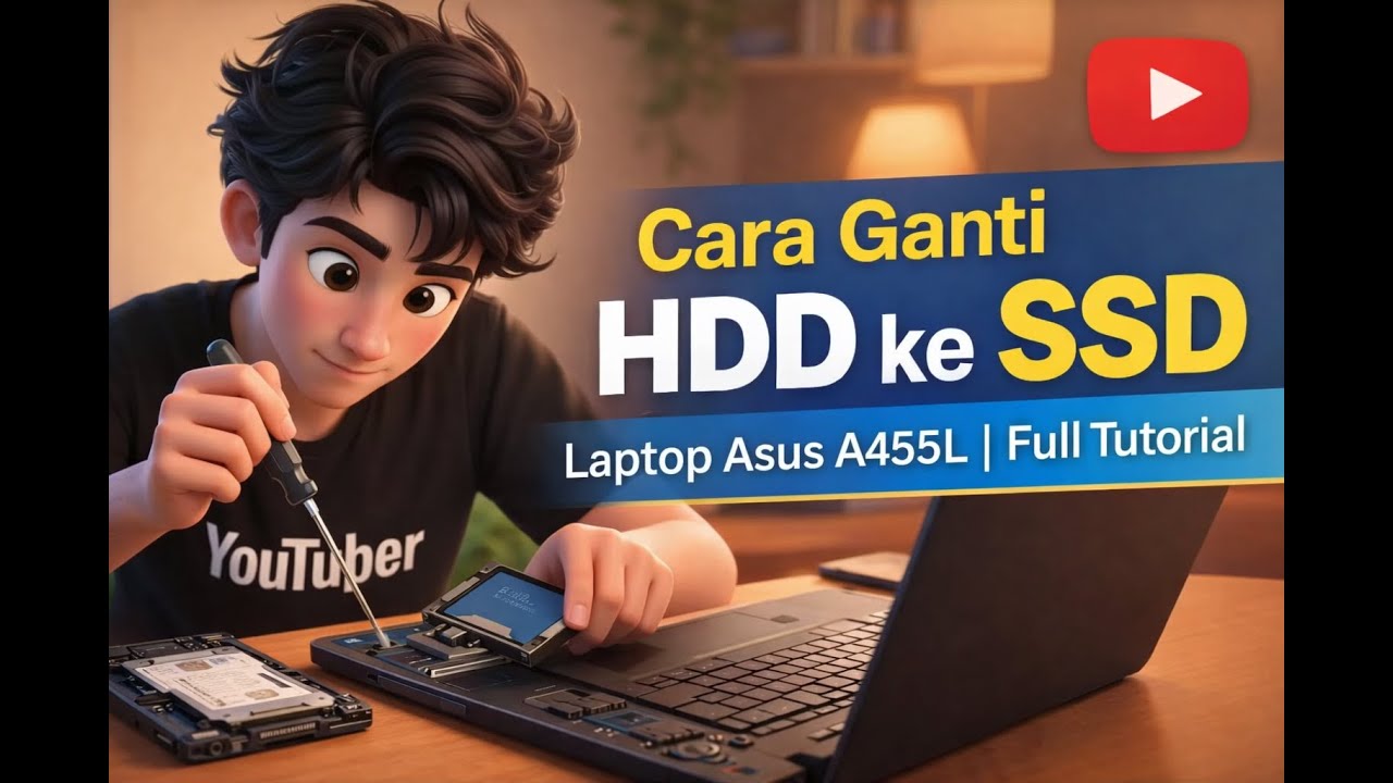 Cara Ganti HDD Ke SSD Laptop Asus A455L | Full Tutorial
