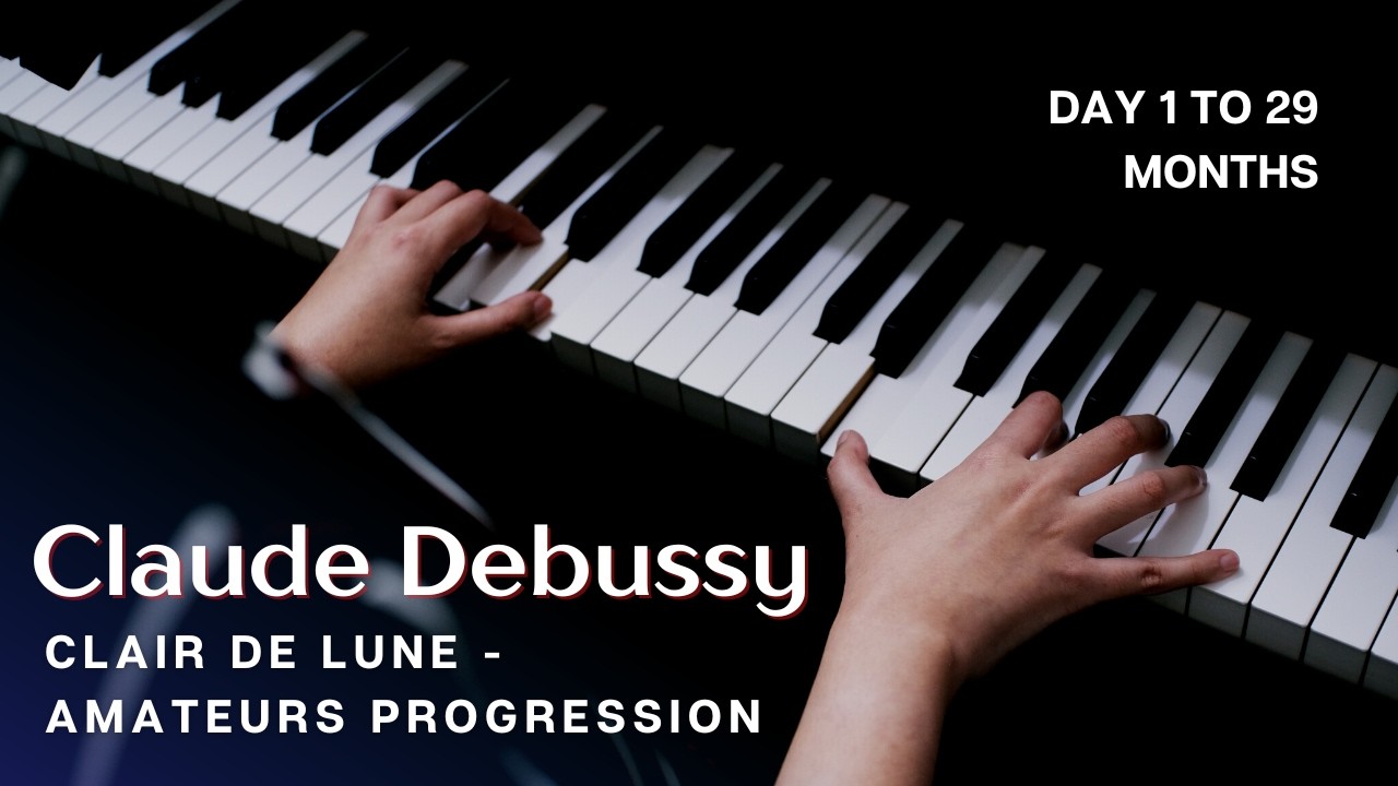 Amature plays piano for the first time in 8 years - Clair de Lune progression day 1 to 29 months