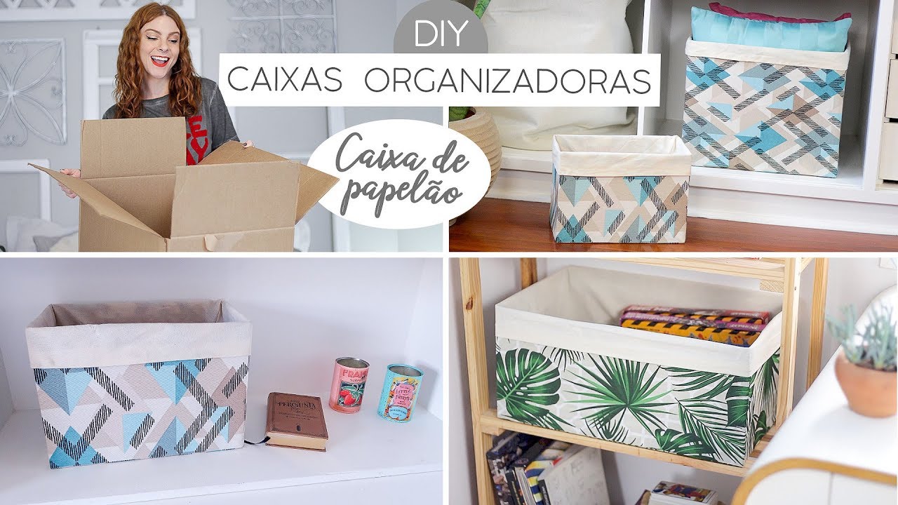 DIY Caixas Organizadoras (transformando caixas de papelão!)