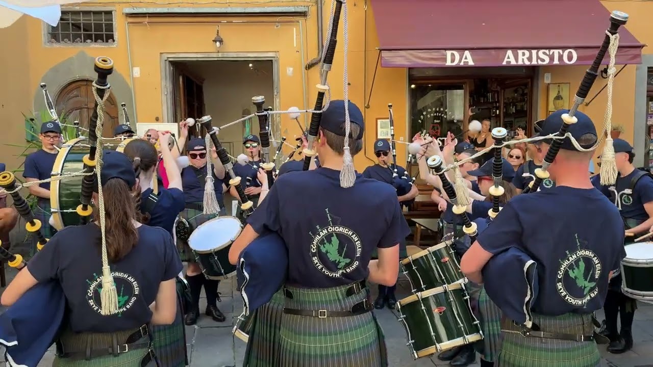 Skye Youth Pipe Band march through Barga
