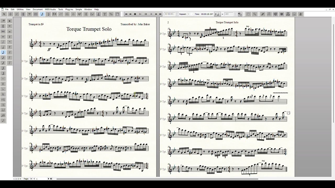 Torque by Alan Baylock Trumpet Solo Transcription