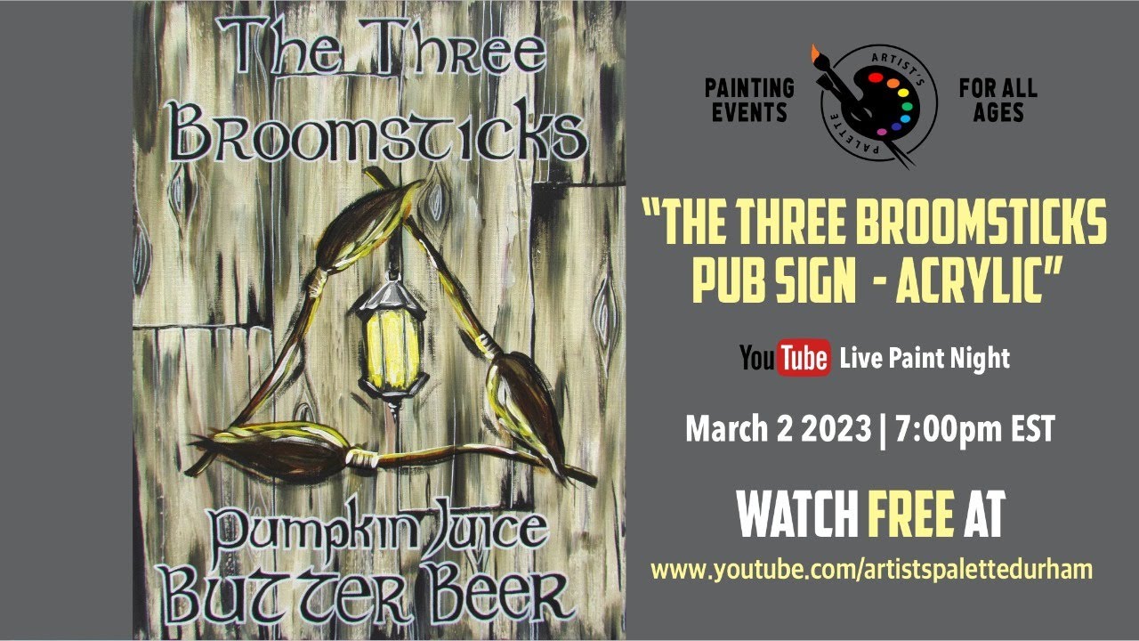 The Three Broomsticks Pub Sign - Acrylic | Acrylic Painting Tutorial - Learn to Paint in Acrylic
