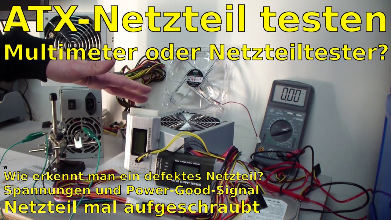PC ATX Netzteil testen mit Multimeter oder Netzteiltester - Test von 3,3V + 5V + 12V