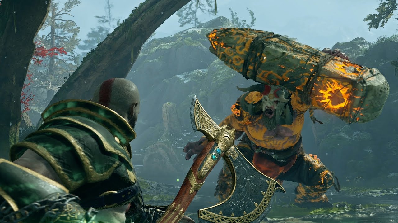 God of War NEW GAME PLUS: Fire Troll Boss Fight