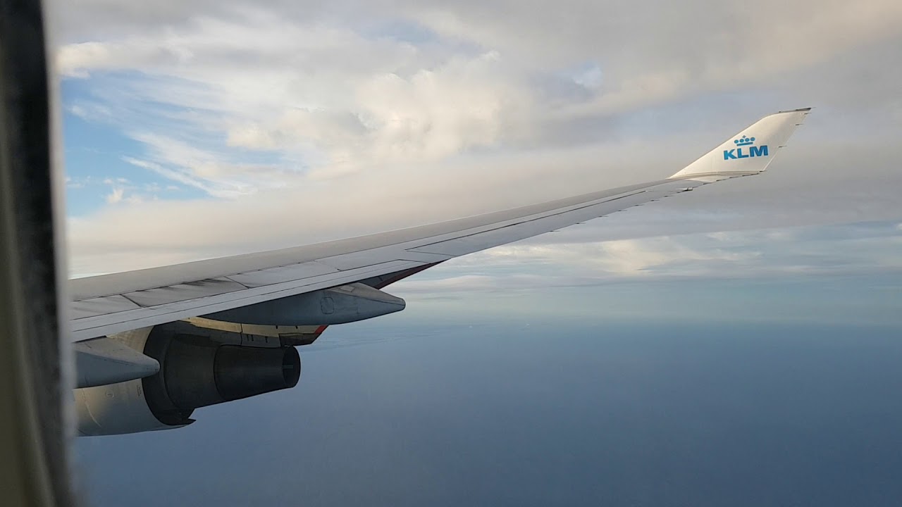 KLM 747-400 flight &  landing in Amsterdam 1 october 2017