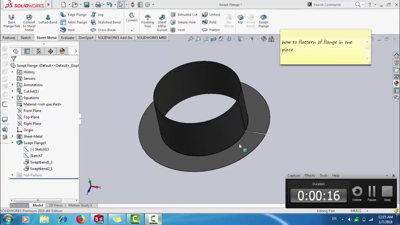 TUTORIAL#02 HOW TO MAKE SHEET METAL FLANGE WITH DEVELOPMENT SWEPT FLANGE IN SOLIDWORKS