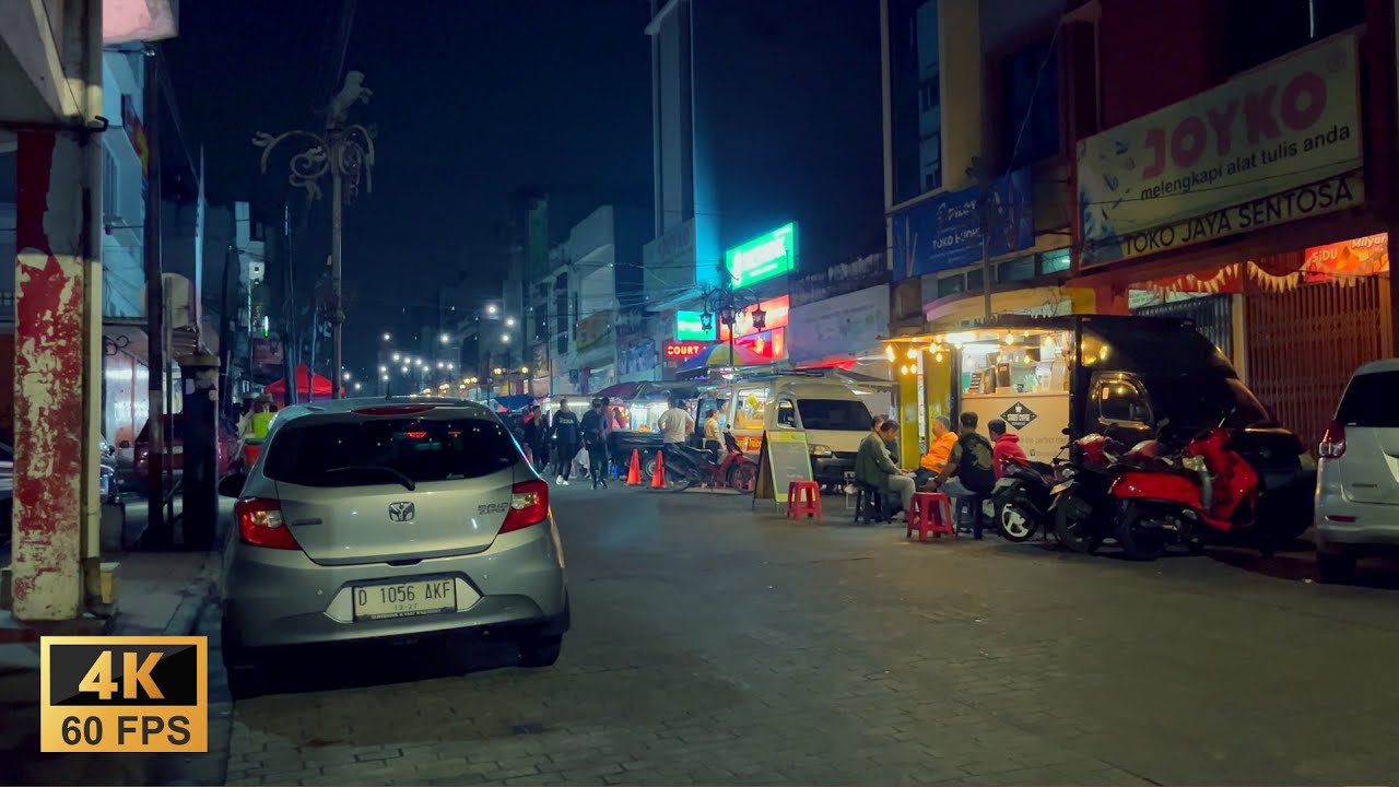 Bandung Cibadak Street Food Night Walk | Real Urban Life ASMR in Indonesia [4K]