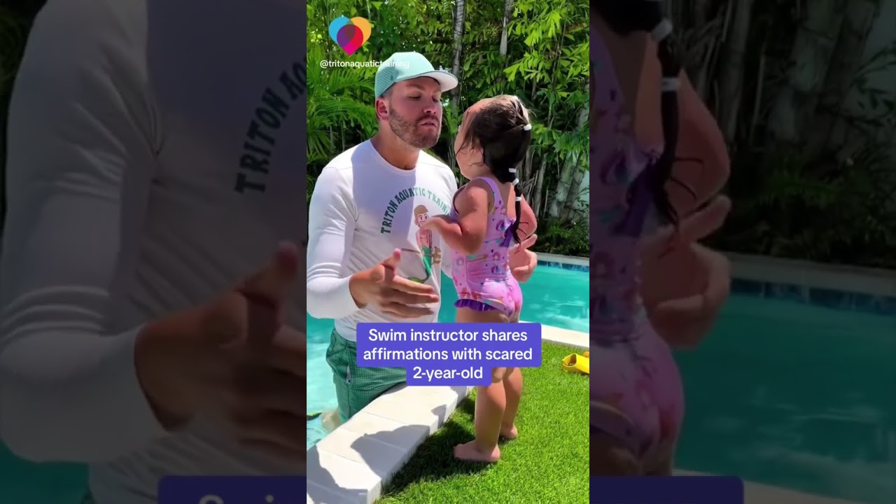 Swim instructor shares affirmations with scared 2-year-old #shorts
