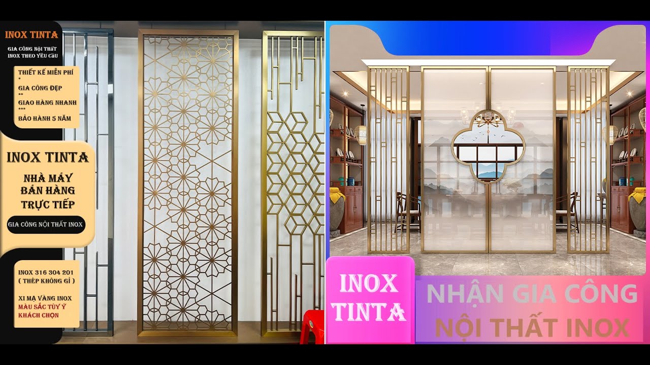 Xi mạ vàng pvd bóng gương xước hồng xám đen  TINTA thiết kế ngoại thất thi công nội thất inox theo y