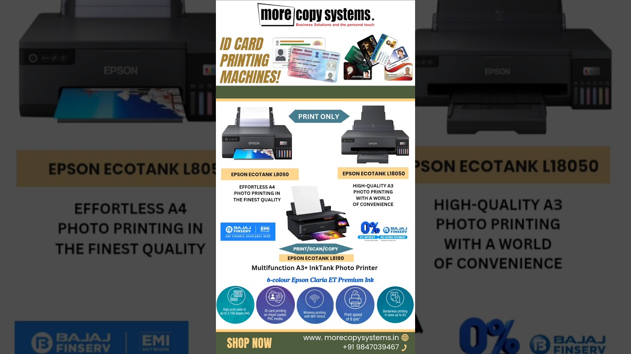 Epson ID Card Printing Machines! INKJET PVC CARD Available! Suitable with - L805/L8050/L18050/L8180