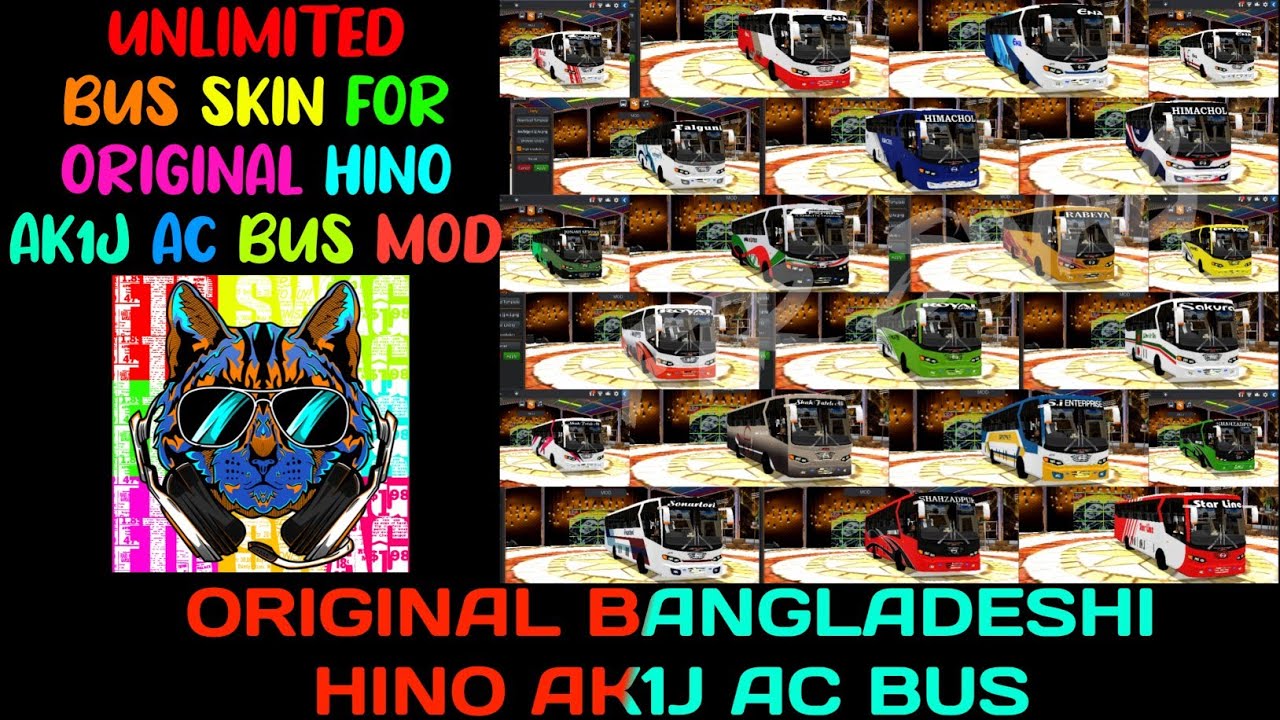 UNLIMITED BUS SKIN FOR ORIGINAL HINO AK1J AC BUS MOD | BANGLADESHI ORIGINAL HINO AK1J BUS | FTR SWAG