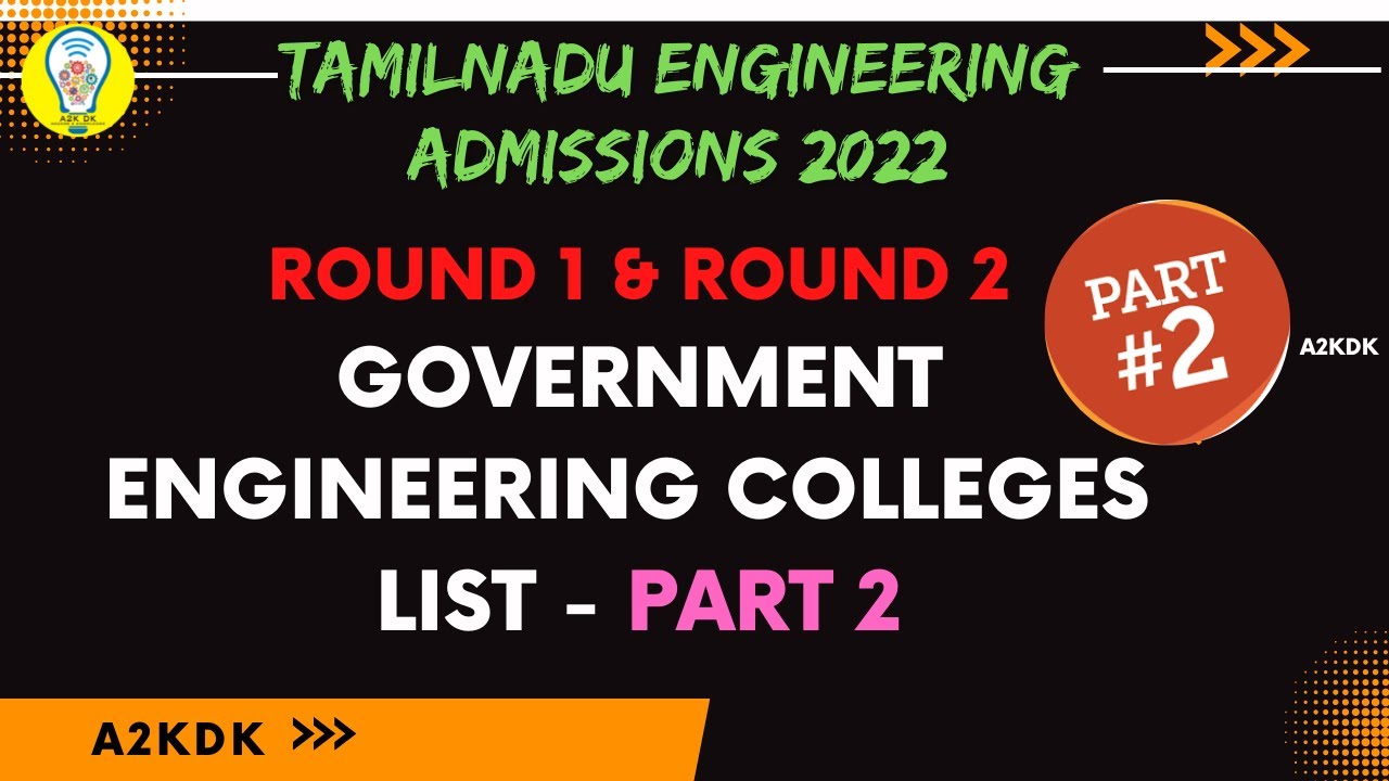 Round 1 - Round 2 / Government Colleges List for TNEA2022