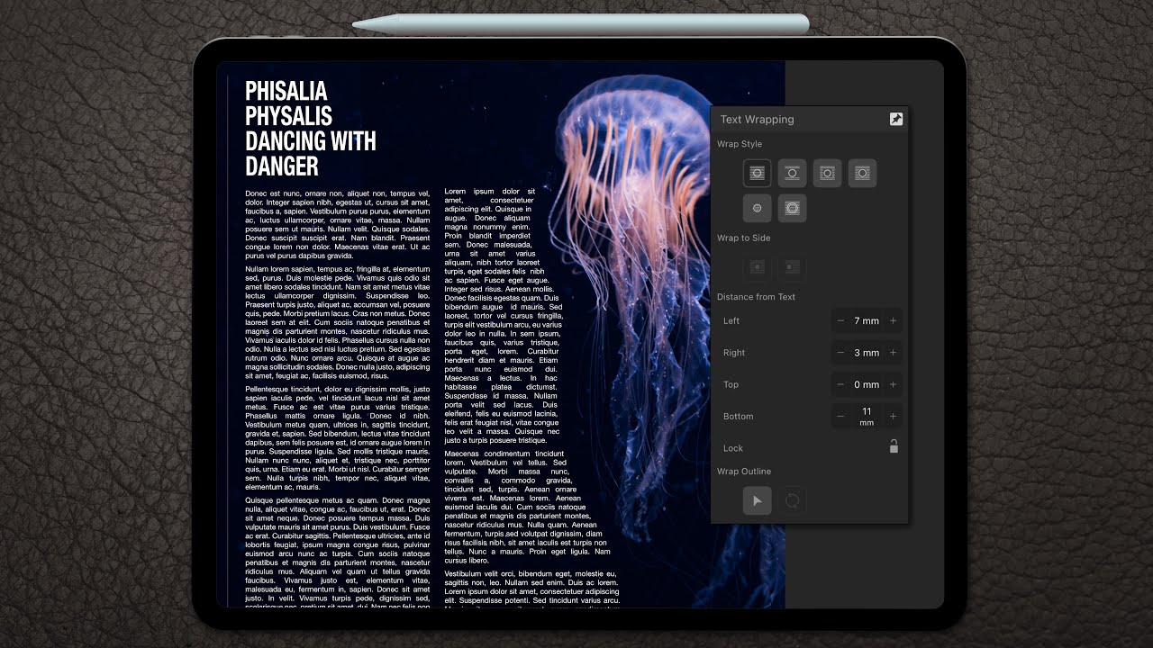 Text Wrapping (Affinity Publisher iPad)