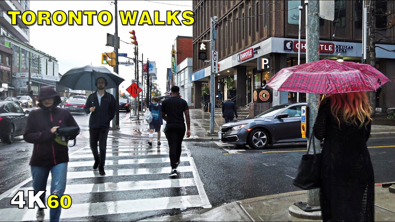 Rainy Day Walk in Midtown Toronto on August 4, 2020 [4K ASMR]