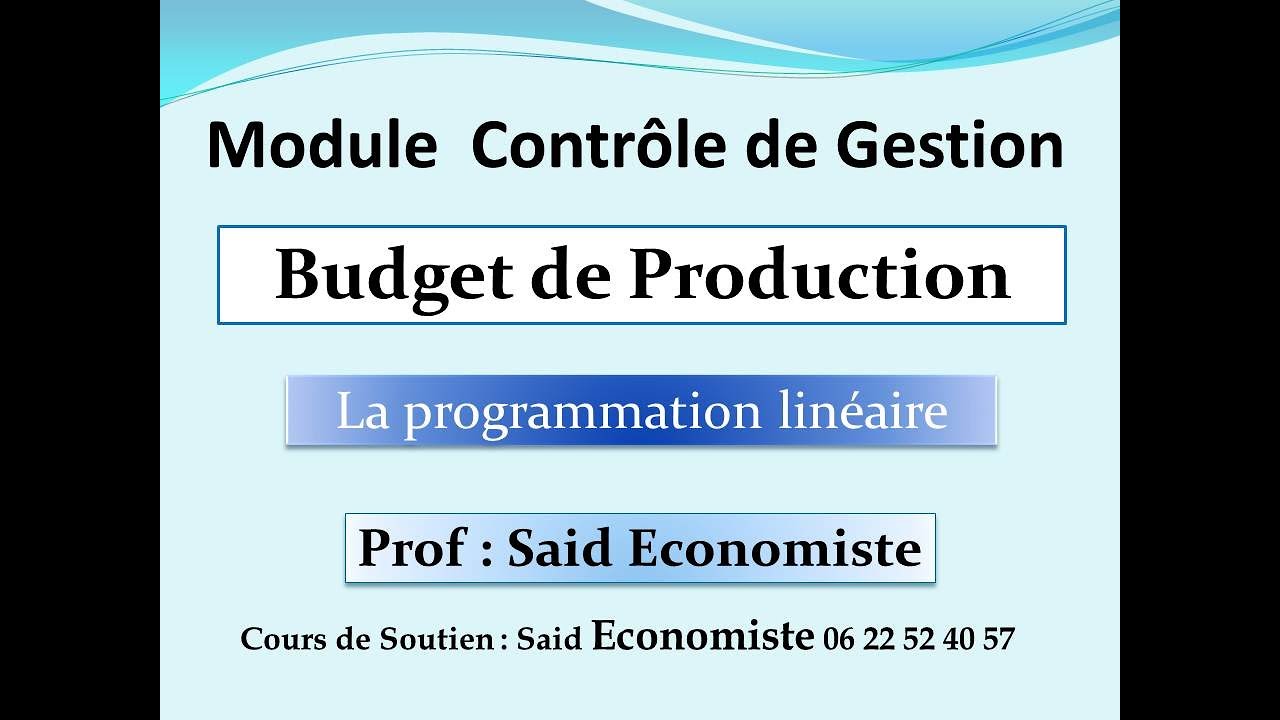 Contrôle de Gestion : Budget de Production
