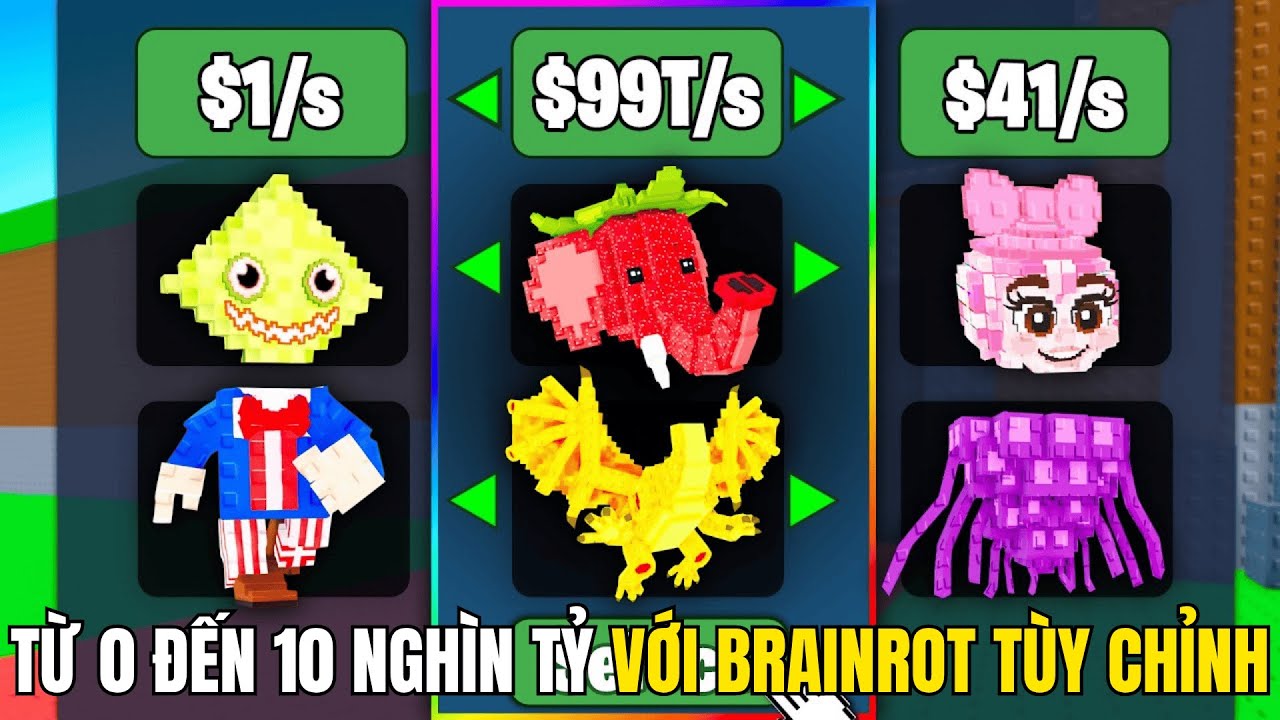 Từ 0 Đến 10 Nghìn Tỷ Nhưng Với Brainrot Tùy Chỉnh Trong Roblox Steal A Brainrot... Deplao