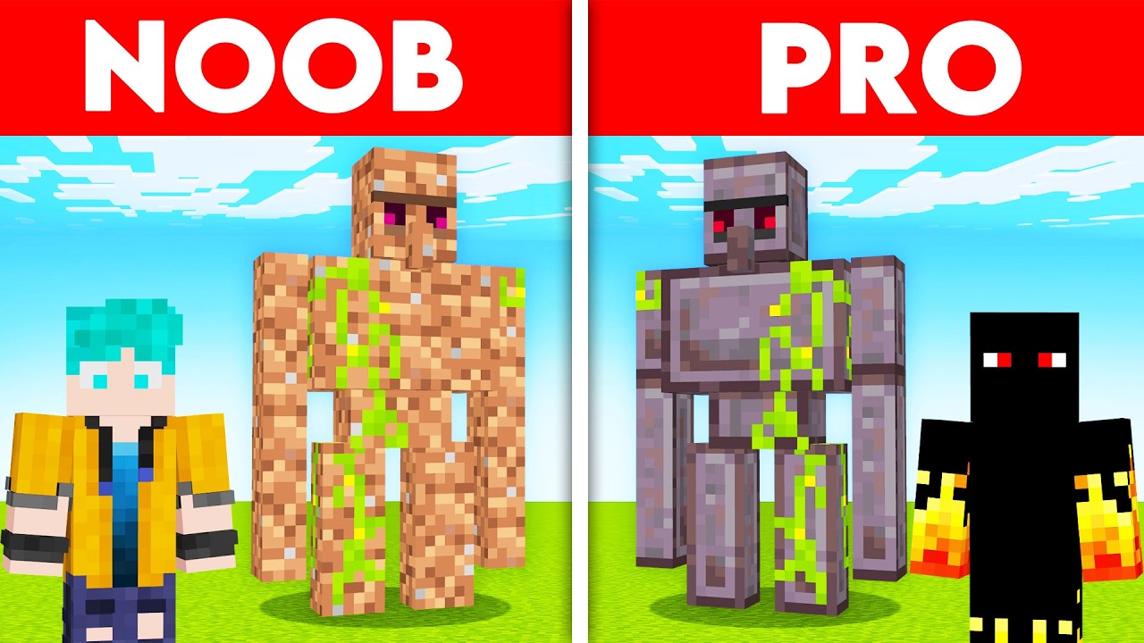НООБ-ГОЛЕМ против ПРО-ГОЛЕМА в Minecraft