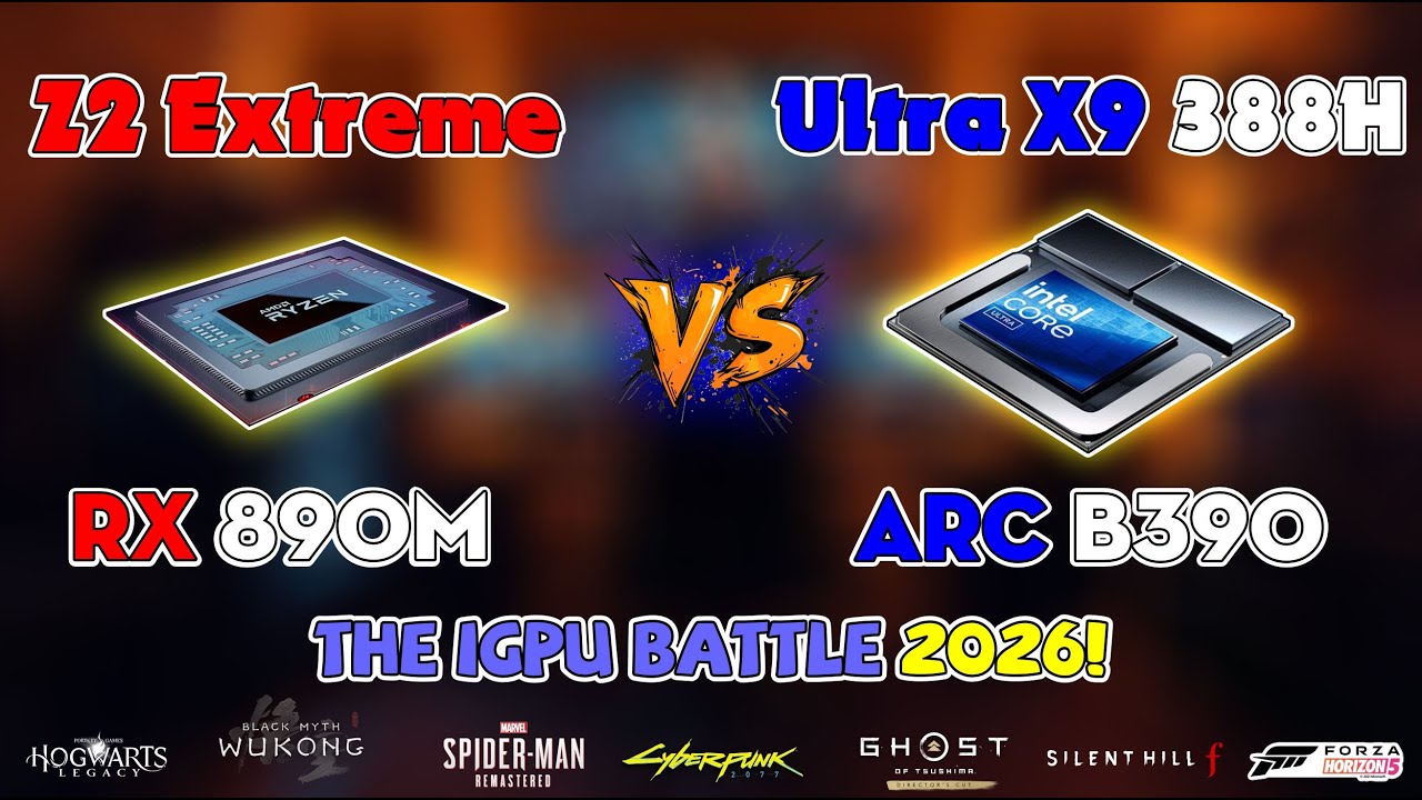 Z2 Extreme vs Ultra 9 388H: Radeon 890M vs Arc B390 Test Game | 1080p High (30W TDP)