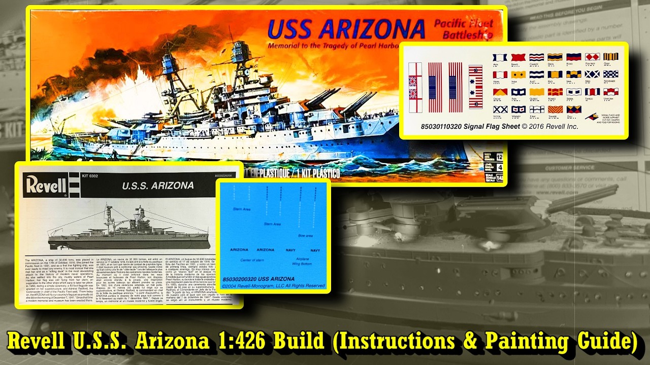 Revell U.S.S. Arizona 1:426 Scale Model Kit (Instructions, Painting Guide and Decal Placement)