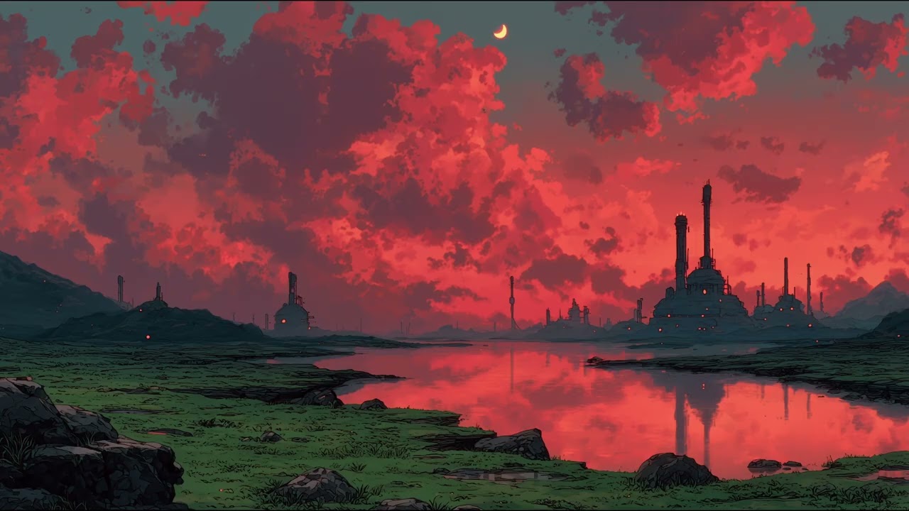 Vermilion Basin — Dusk Over Extraction Fields | Ambient Sci-Fi Expanse | Deep Work | Focus