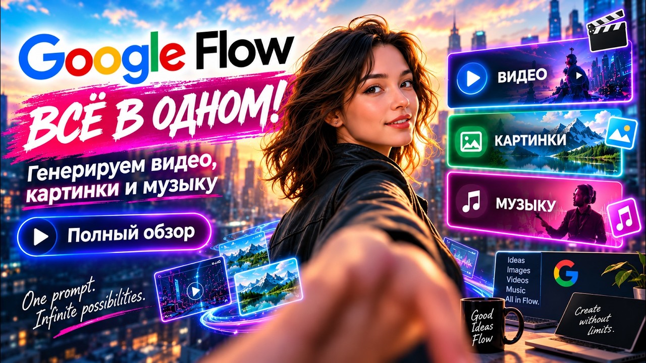 Google Flow &mdash; ВСЁ В ОДНОМ! Генерируем видео, картинки и музыку | Полный обзор