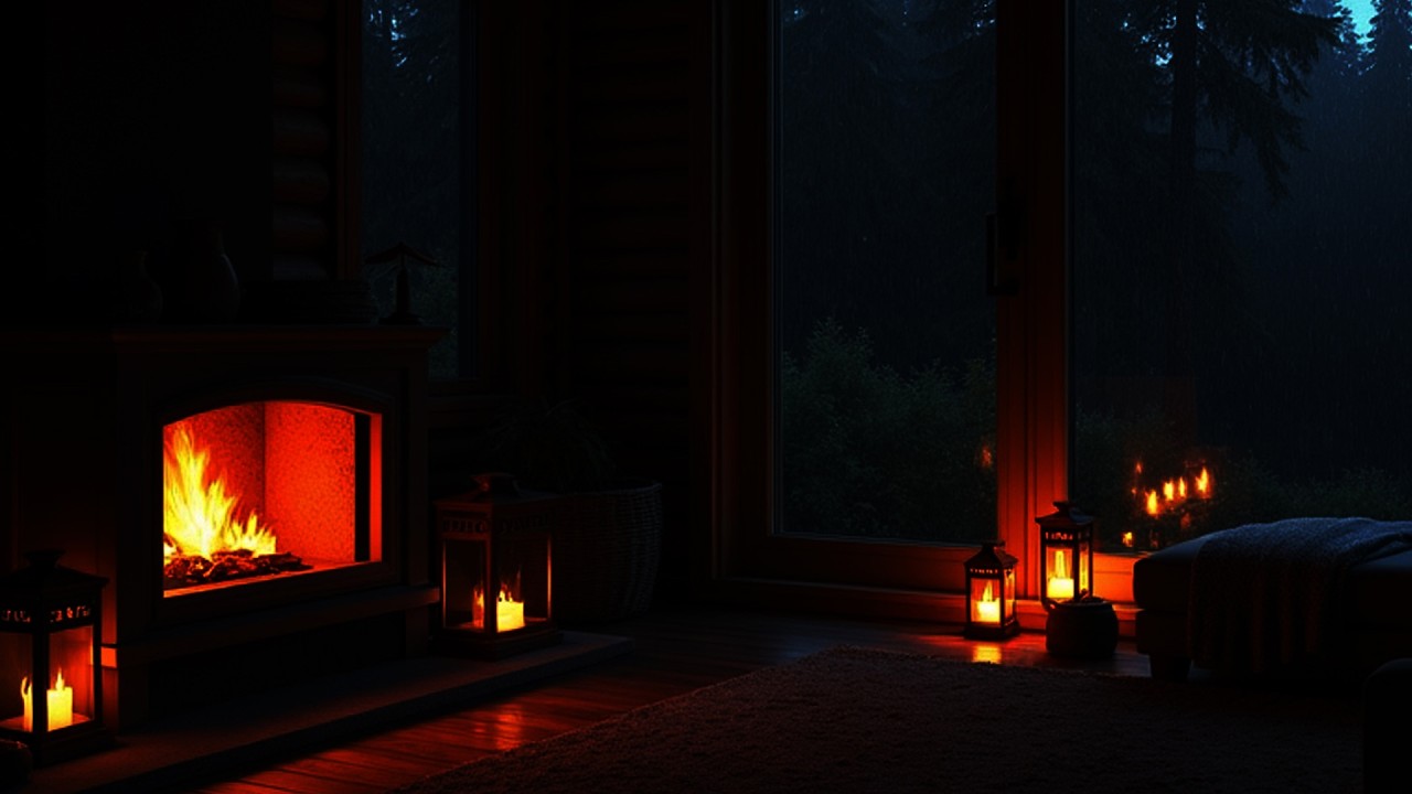 Fall Asleep in Minutes 🔥 Fireplace & Gentle Rain Sounds | Cozy Cabin Night (12 Hours)