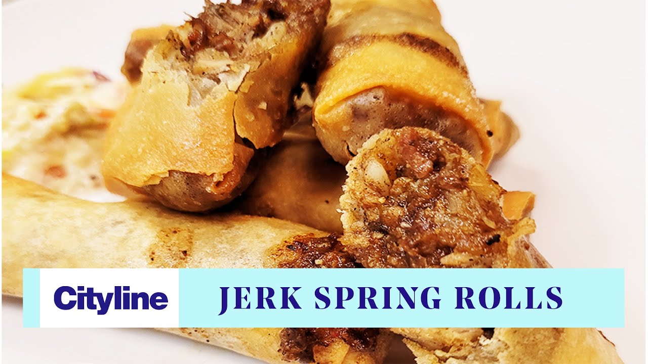 Caribbean-style Jerk chicken spring rolls
