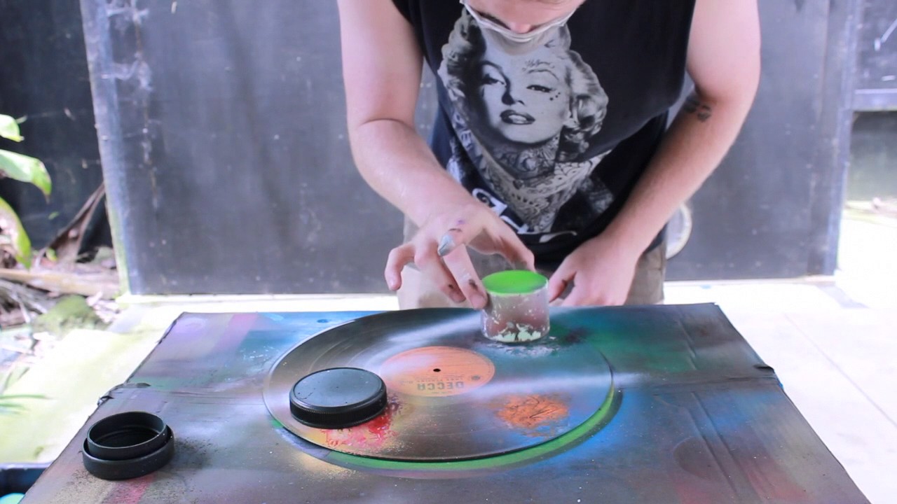 Vinyl Record Spray Art
