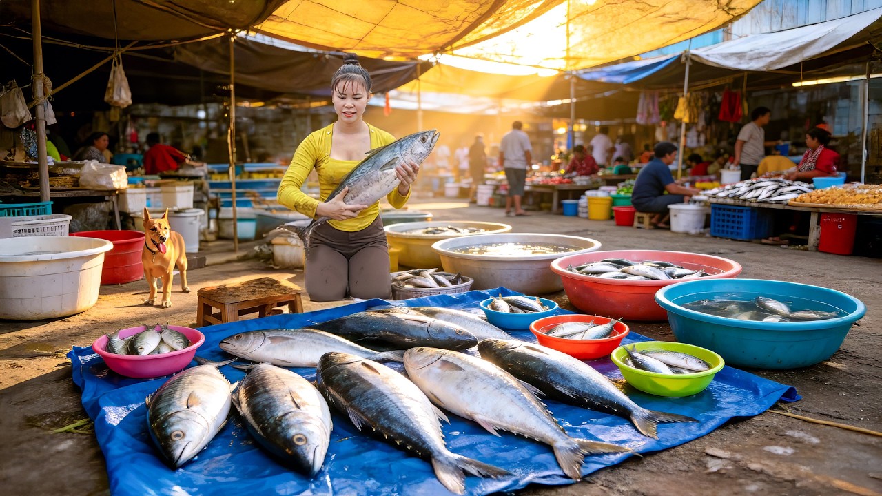 Catching 100KG of Fish and Selling at the Market | Delicious Fish Cooked with Tomatoes