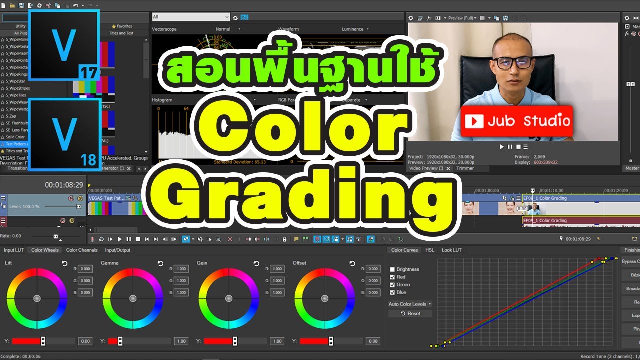 สอนพื้นฐานใช้เครื่องมือ Color Grading Vegas Pro