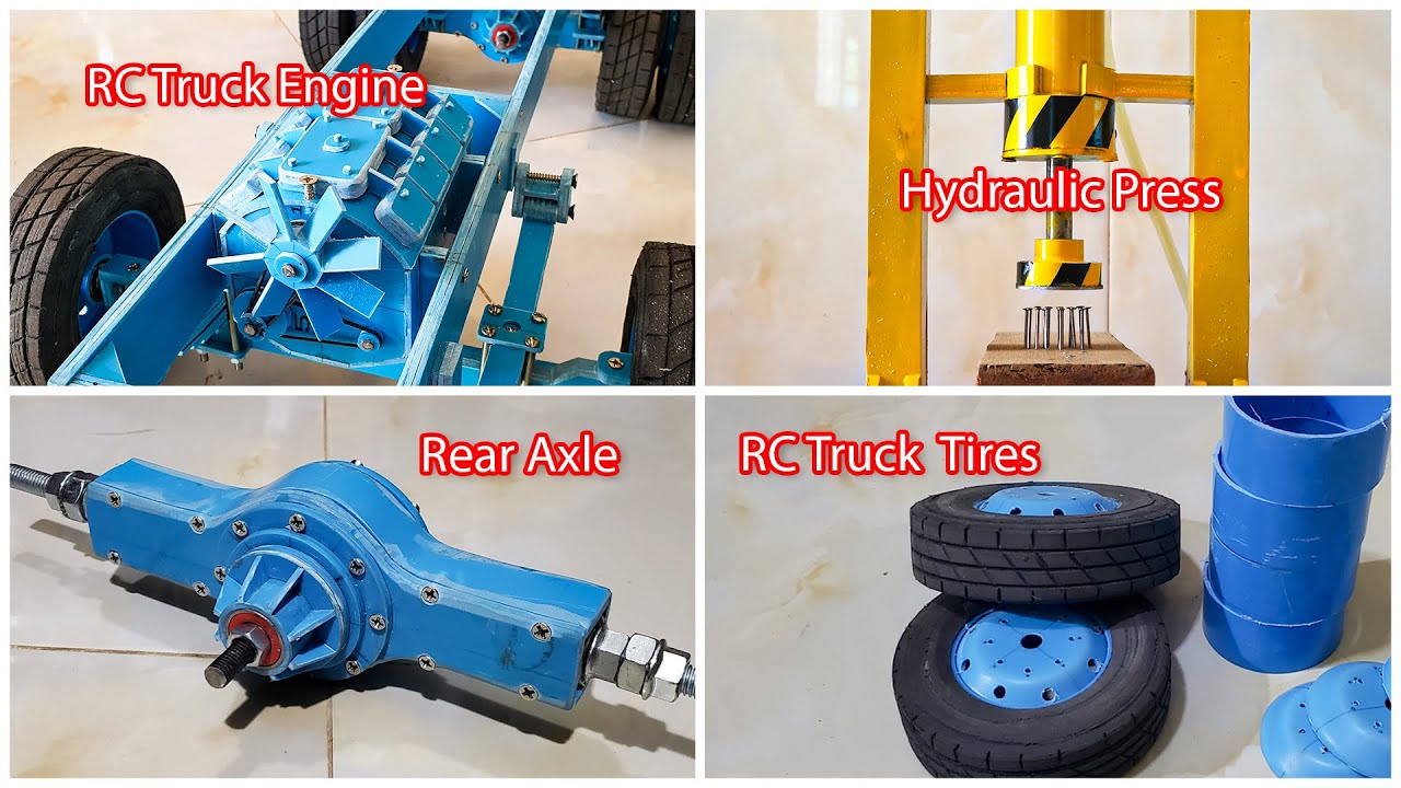 4 Amazing idea with PVC_RC Truck Engine, Mini Hydraulic Press, RC Truck Rear Axle, RC Truck Tires