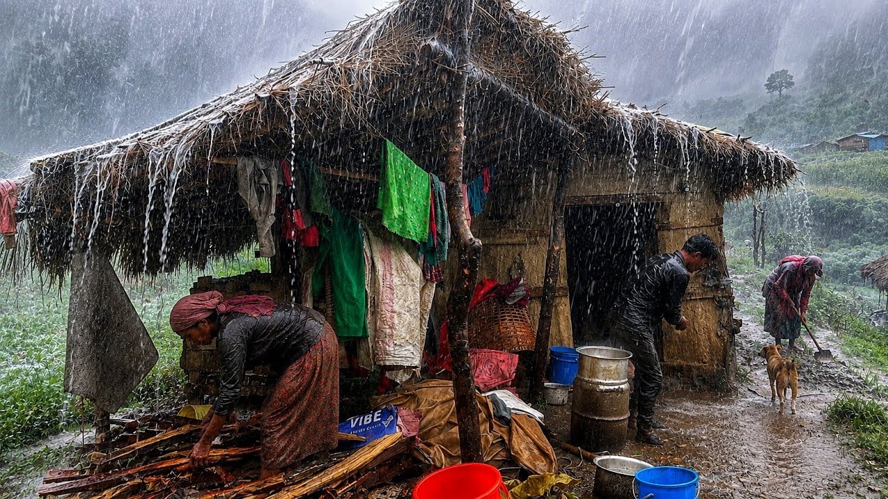 Real Himalayan Nepali Mountain Village Life During Heavy Rain | Rainy Season Documentary Video | 
