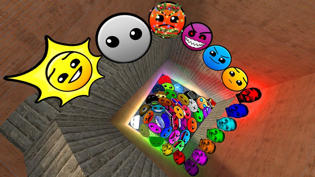 Geometry Dash Family and Lobotomy Dash Nextbots and Angry Munci,Selene Family Chase me in Maze Gmod!