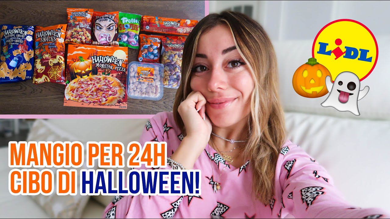 MANGIO CIBO DI HALLOWEEN PER 24H!! 🎃 // PROVIAMO LA COLLEZIONE DI LIDL!