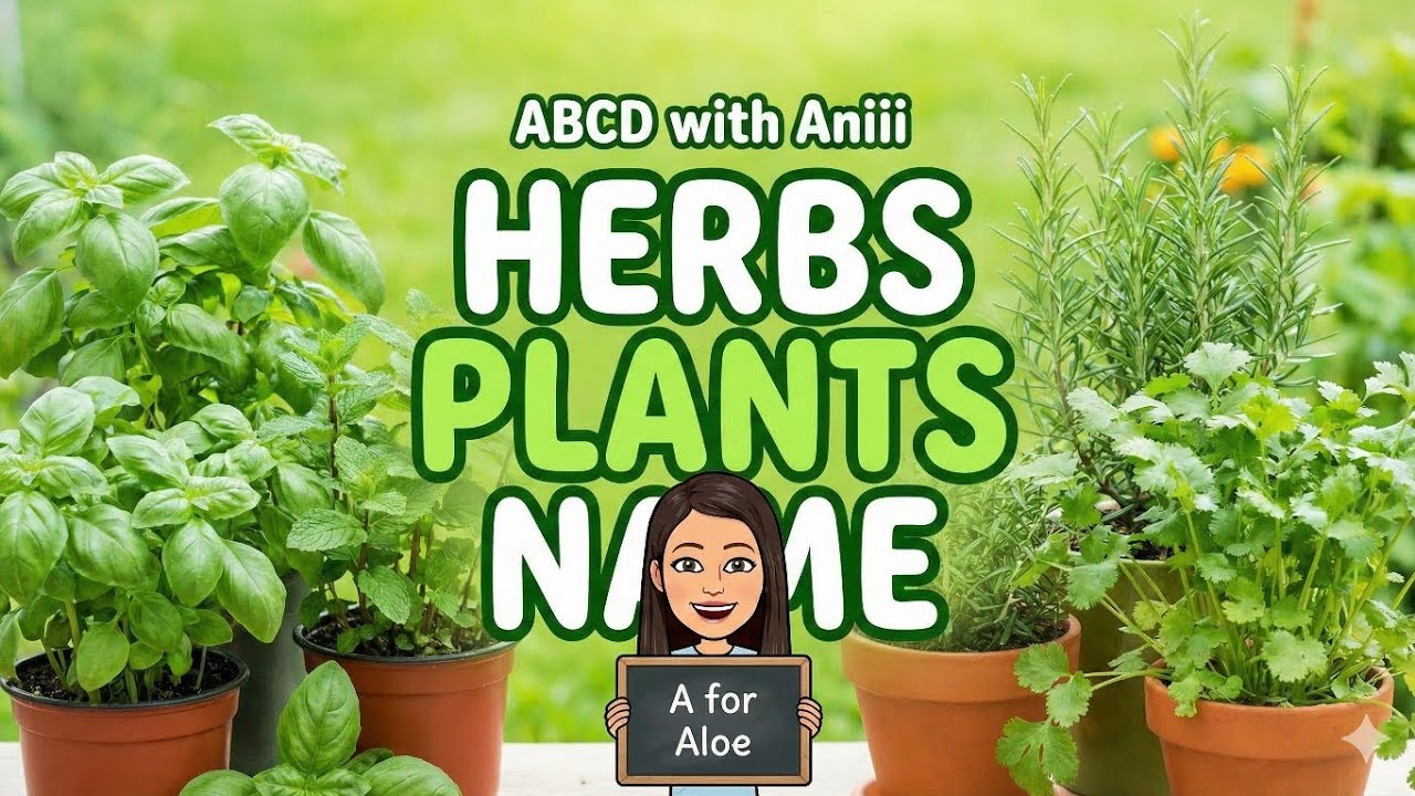 Herbs Plants Name in Hindi and English | Learn Herbs Name | ABCD with Aniii