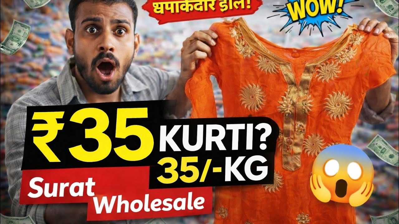 मात्र ₹ 35/-किलो😱कुर्ती का लॉट  cutpiece wholesale market in cheapest price surat @texfebyatra8018 
