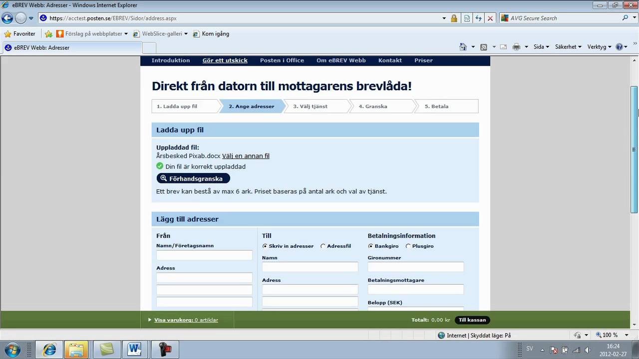 Posten i Office - s&aring; skapar du och skickar ett brev med
