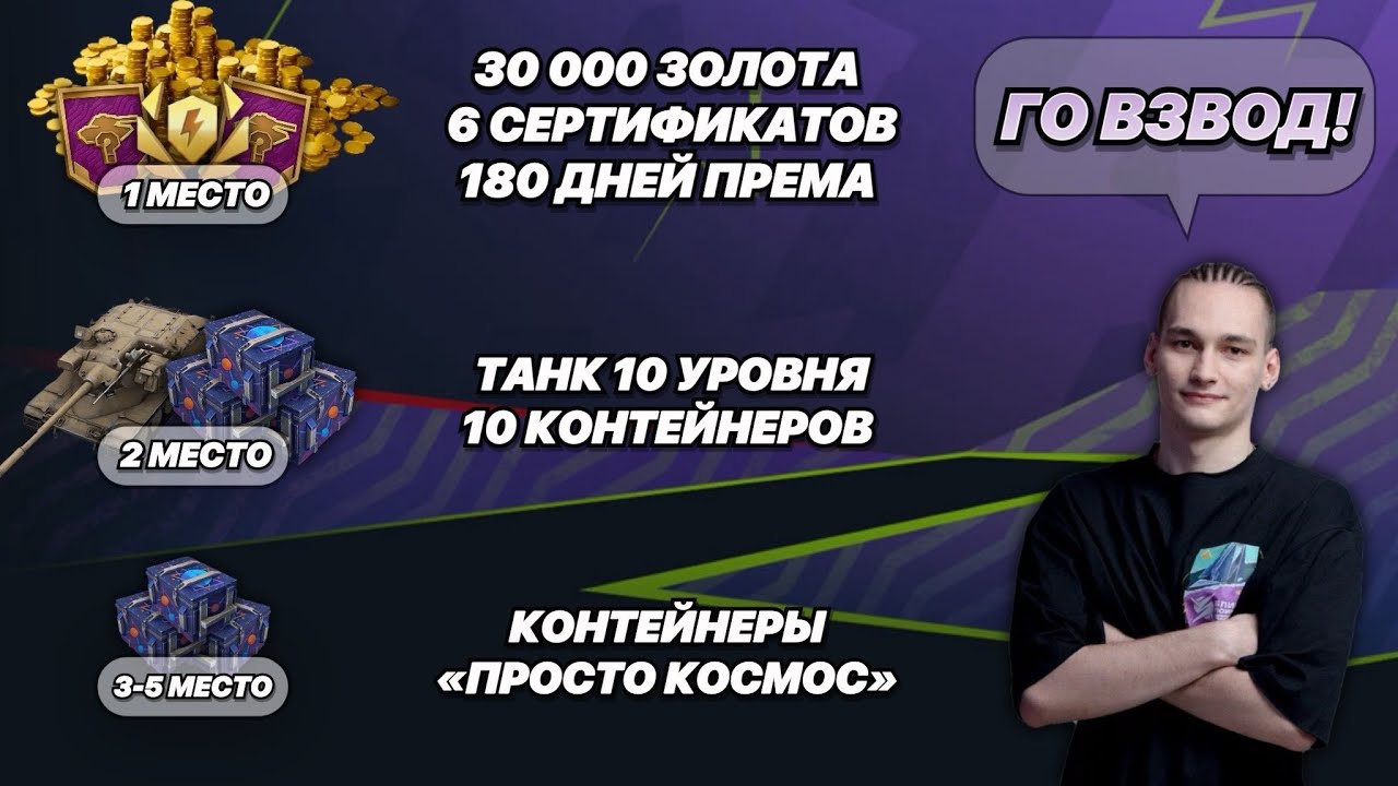 НАНЕСИ БОЛЬШЕ ВСЕХ УРОНА СО МНОЙ ВО ВЗВОДЕ И ЗАБЕРИ 30 000 ГОЛДЫ ИЛИ ТАНК! (читай описание)