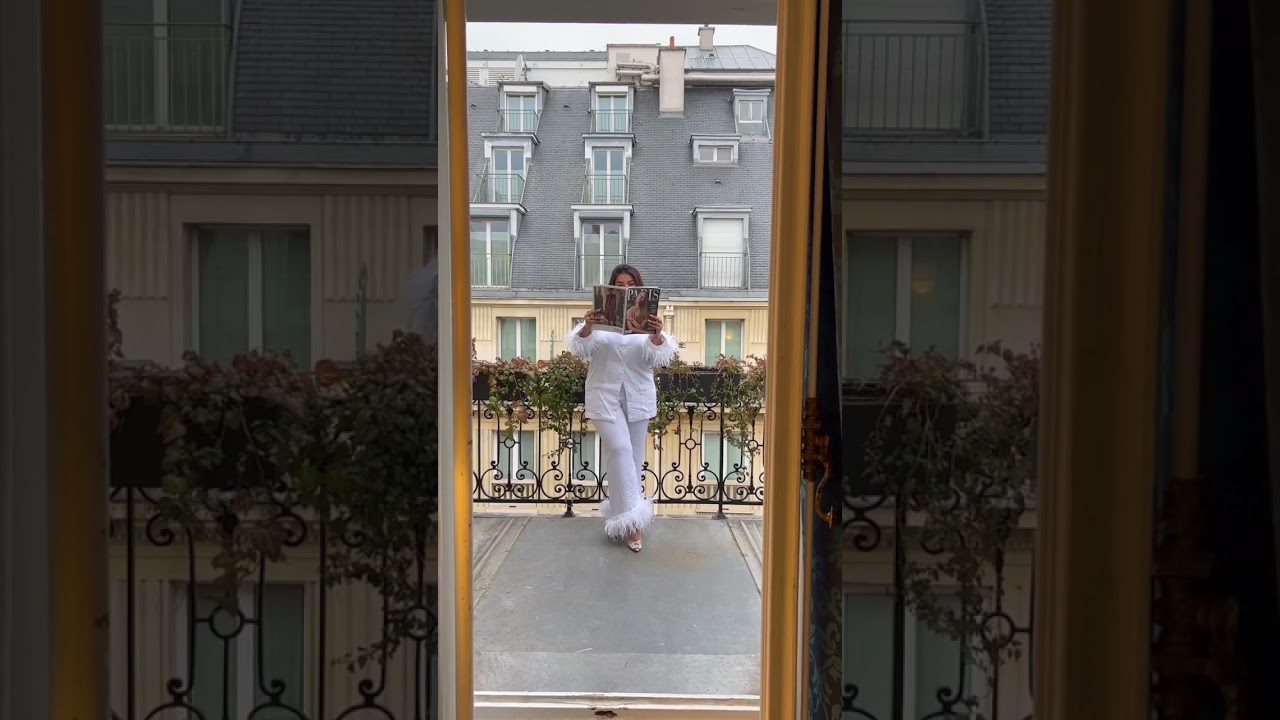 Parisian Balcony 🇫🇷 #parisstyle #glamourlook #falloutfits #holidayoutfits #vacationoutfit #pjsquad
