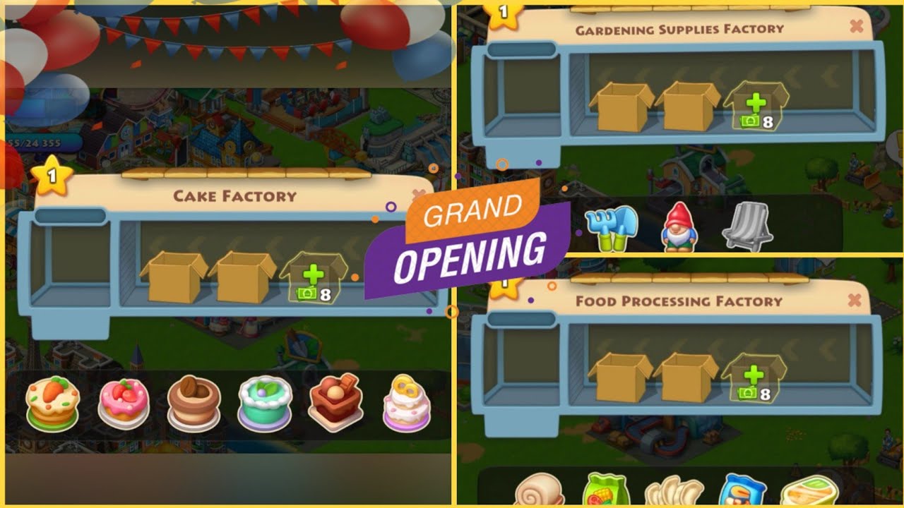 Township Opening 3 Factories | Cake Factory | Food Processing Factory | Gardening Supplies Factory 🏭