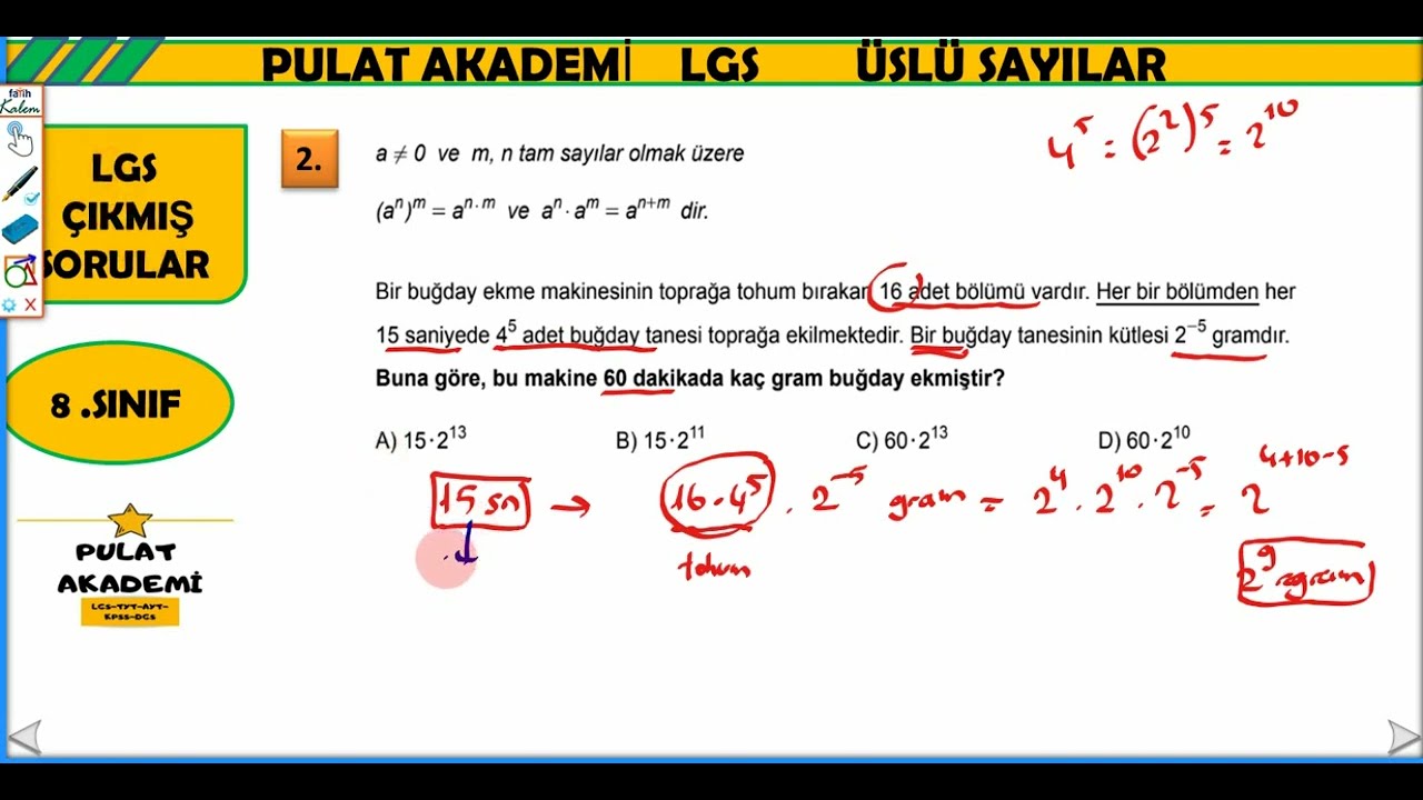 Üslü Sayılar LGS çıkmış soruları (2023 soruları dahil)