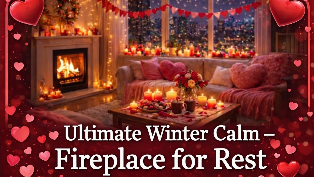 Ultimate Winter Calm – Fireplace  for  Rest #valentinesday #valentijn #romantic #fireplace #blizzars