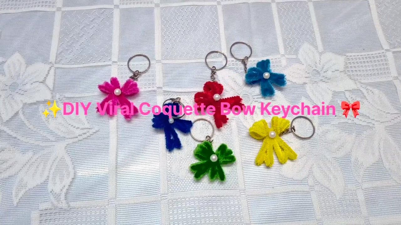 🎀✨ DIY Pipe Cleaner Bow Keychain 💖Handmade ✨ So easy, so cute 🎒 