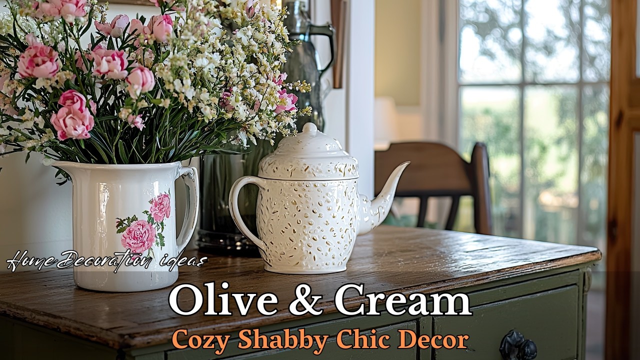 Olive & Cream Charm | Shabby Chic Style for a Cozy Vintage Farmhouse