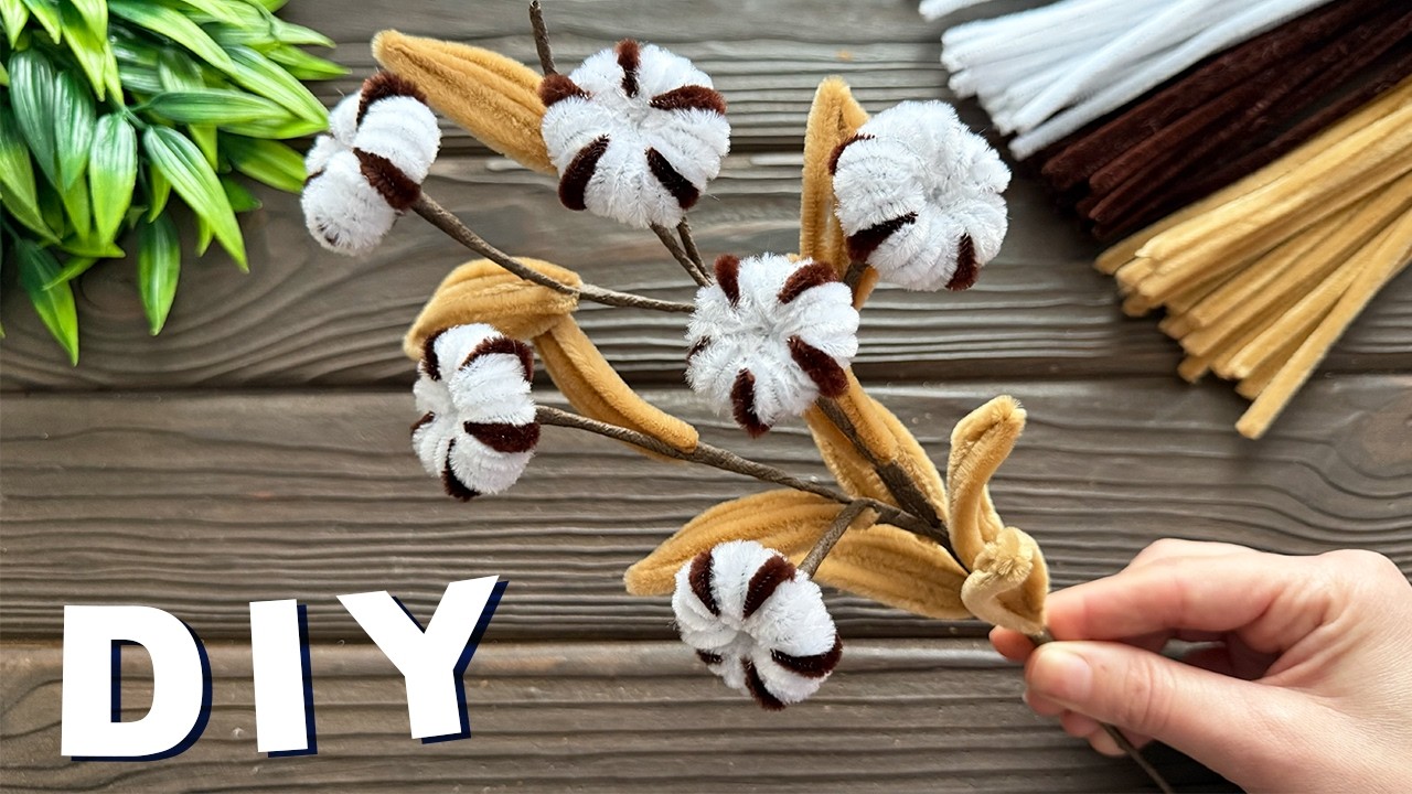 How to make Cotton Flowers from Chenille Stems Pipe Cleaner DIY Pipe Cleaner Crafts