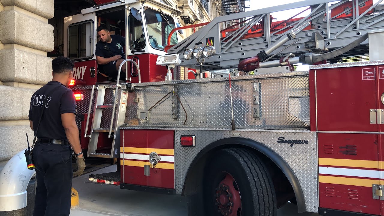 FDNY tiller 34 backing into quarters like a boss